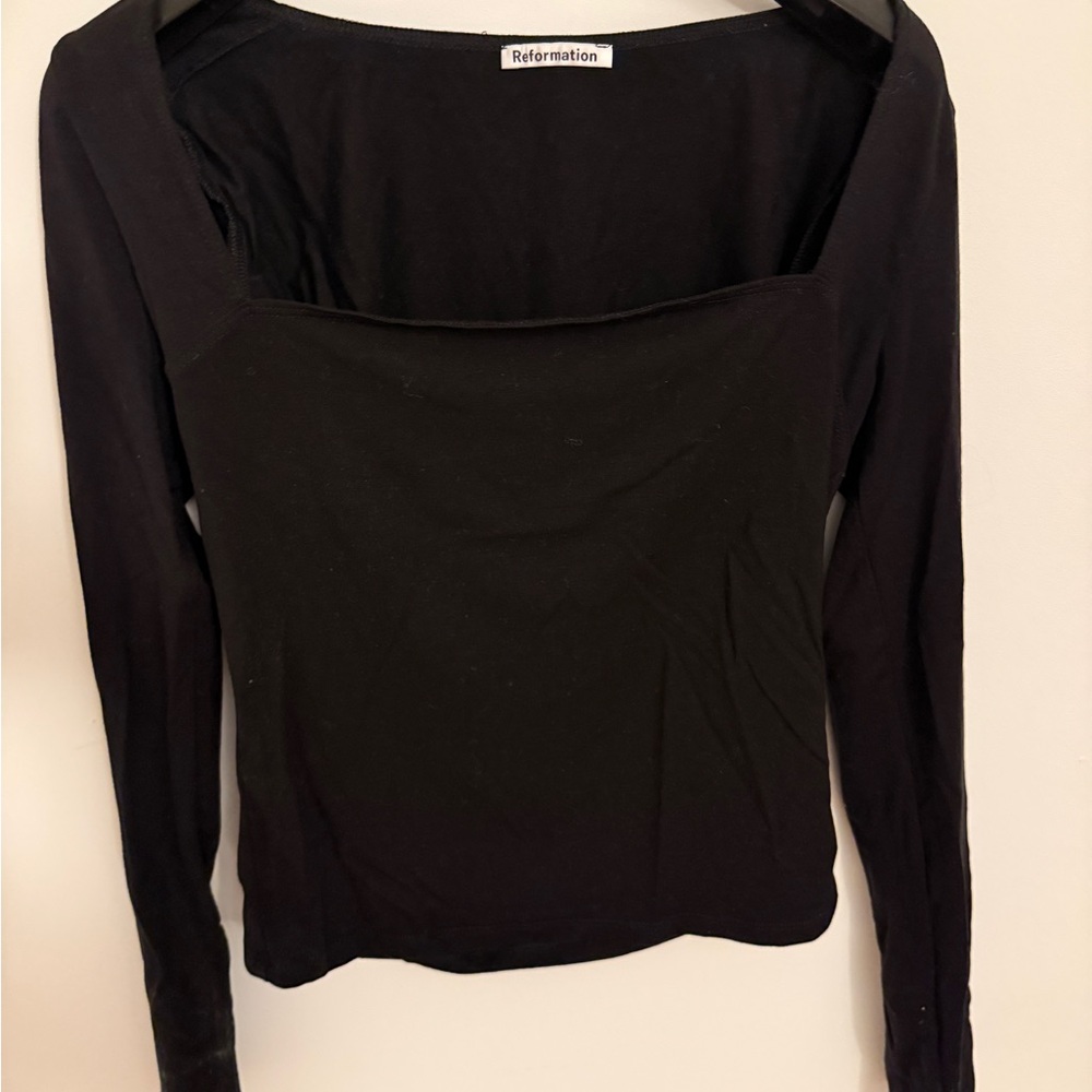 Reformation Black Square Neck Top
